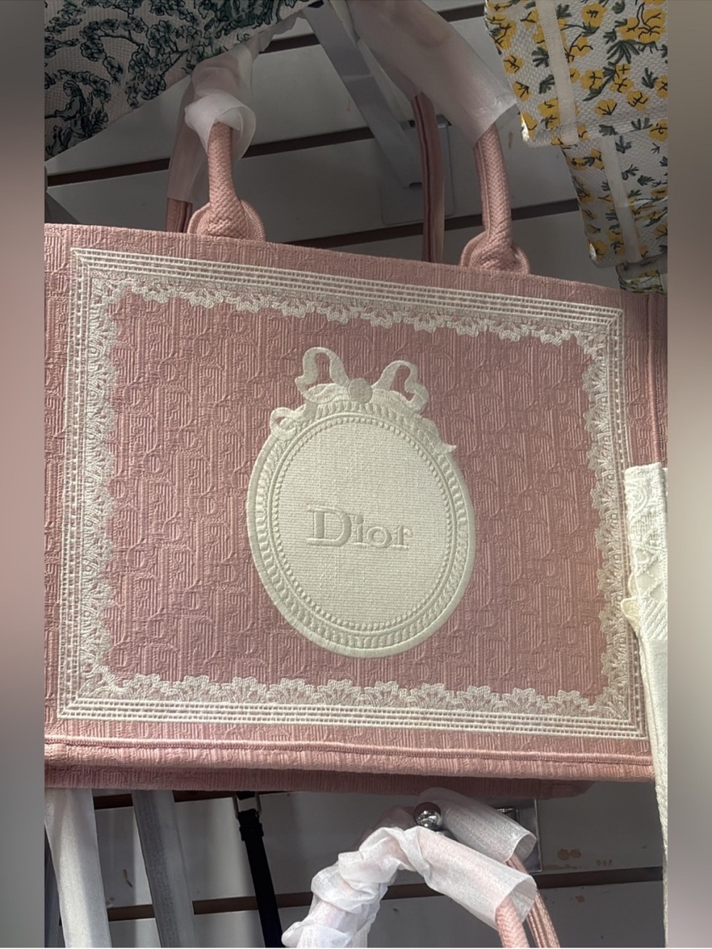 Cute fashion Pink Embroidered Canvas Tote
